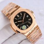 PPF Factory Swiss Copy Patek Philippe Rose Gold Black Dial Nautilus Watch PPF Cal.324 40mm